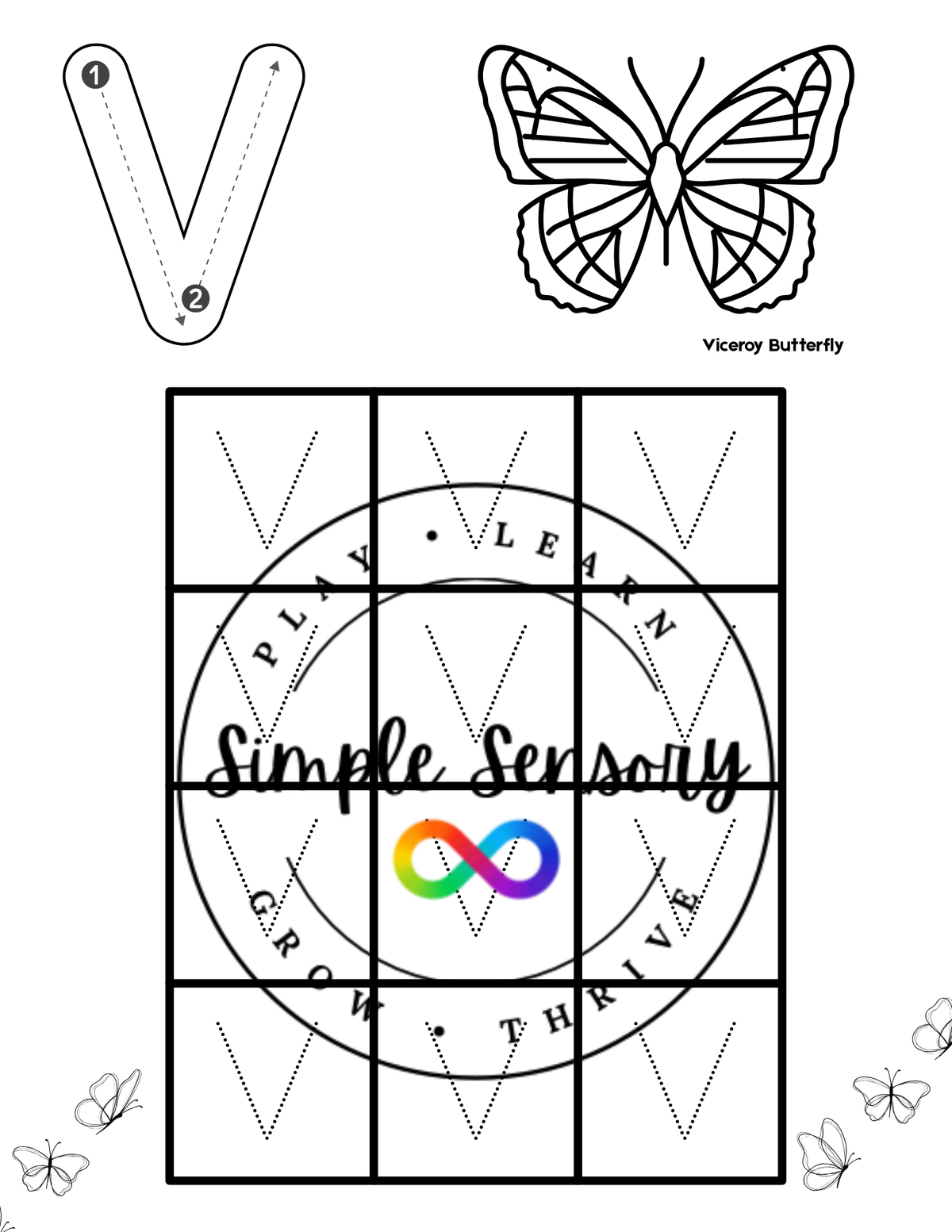 Bug Capital Letters Tracing Printable