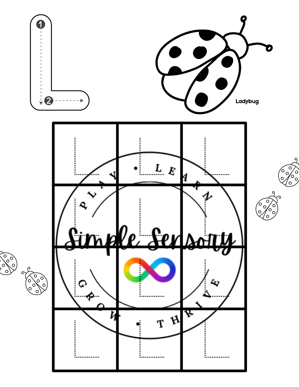 Bug Capital Letters Tracing Printable