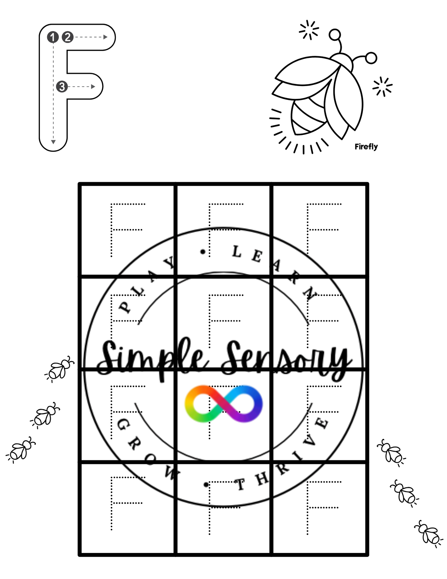 Bug Capital Letters Tracing Printable